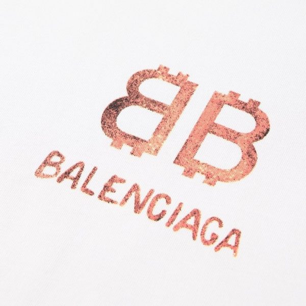 T-shirt Balenciaga BB Gothic Print White BL035 - Image 4