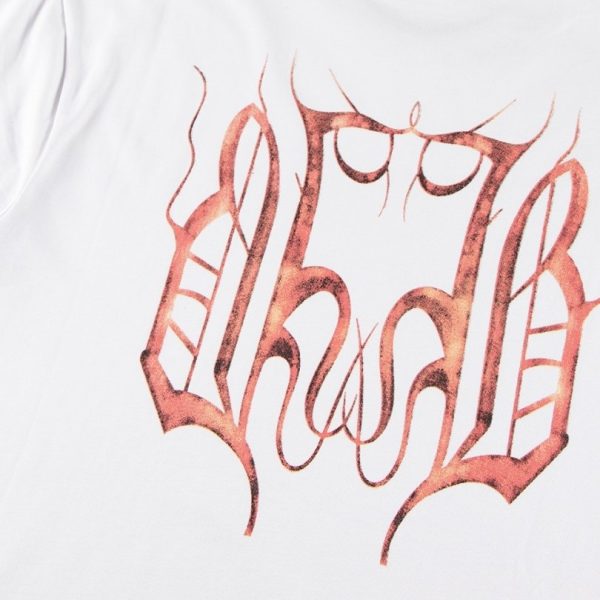 T-shirt Balenciaga BB Gothic Print White BL035 - Image 5