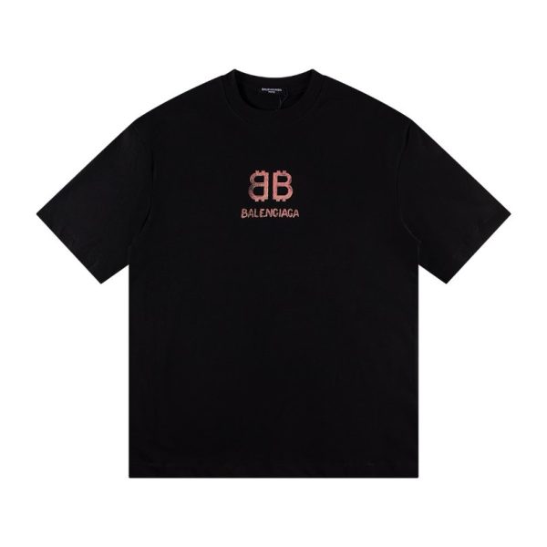 d104755_19565-1.jpg T-shirt Balenciaga BB Gothic Print Black BL036 - Image 1