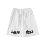 Shorts Balenciaga Balen Ciaga Print White BL037