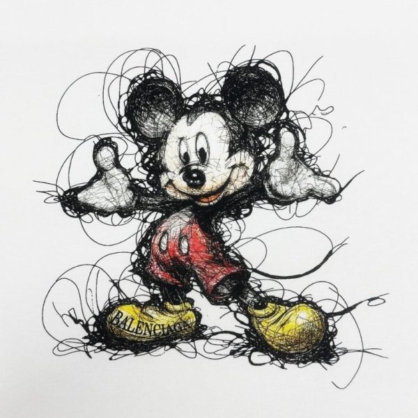 T-shirt Balenciaga Mickey Mouse Print BL043 - Image 2