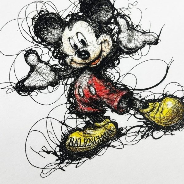 T-shirt Balenciaga Mickey Mouse Print BL043 - Image 3