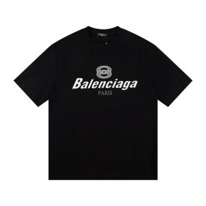 T-shirt Balenciaga Paris Double Rings Logo Black BL051