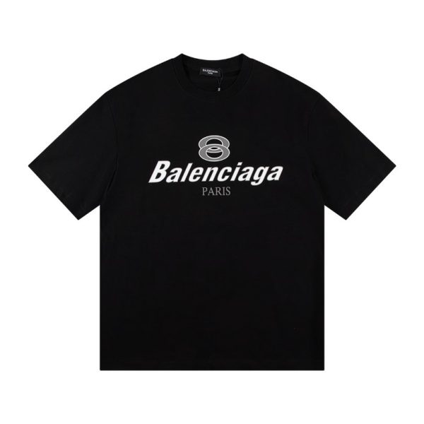 d104811_19868-1.jpg T-shirt Balenciaga Paris Double Rings Logo Black BL051 - Image 1
