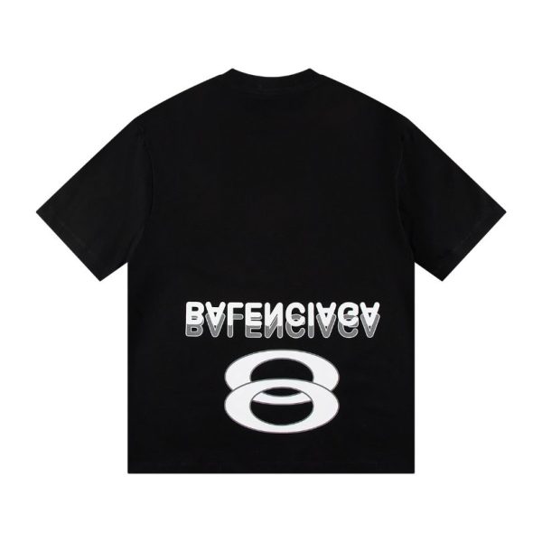 T-shirt Balenciaga Paris Double Rings Logo Black BL051 - Image 2