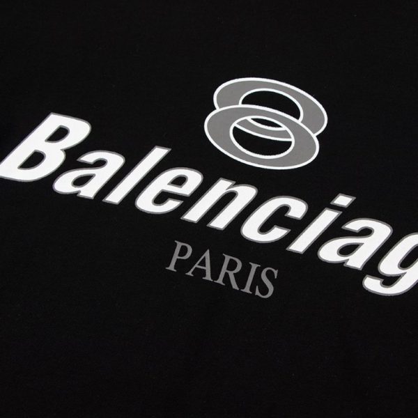 T-shirt Balenciaga Paris Double Rings Logo Black BL051 - Image 3