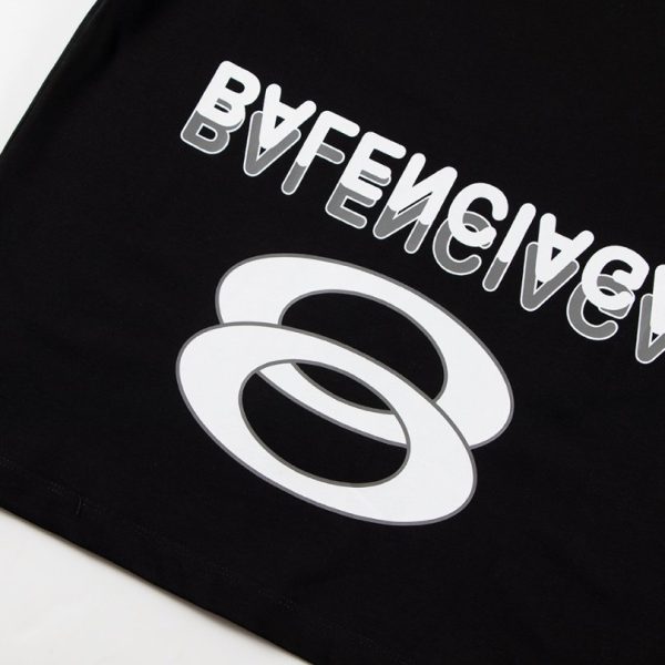T-shirt Balenciaga Paris Double Rings Logo Black BL051 - Image 4