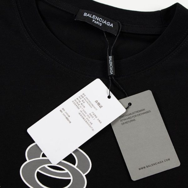 T-shirt Balenciaga Paris Double Rings Logo Black BL051 - Image 5