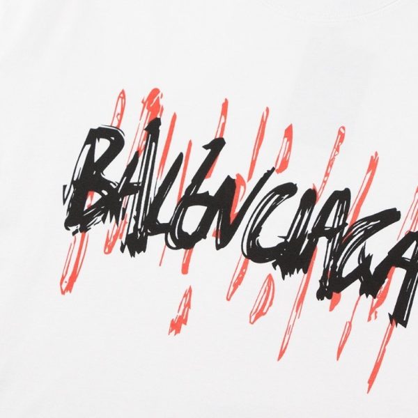 T-shirt Balenciaga Graffiti Print White BL052 - Image 3