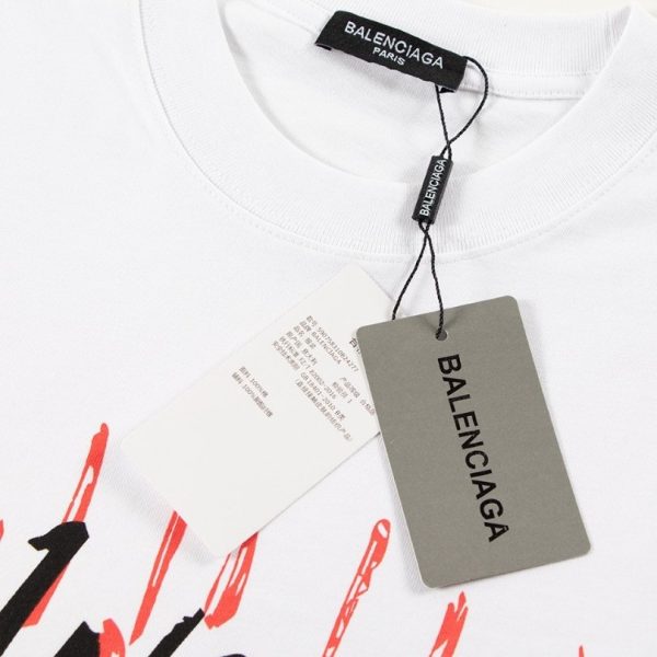 T-shirt Balenciaga Graffiti Print White BL052 - Image 4