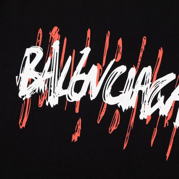 T-shirt Balenciaga Graffiti Print Black BL053 - Image 3