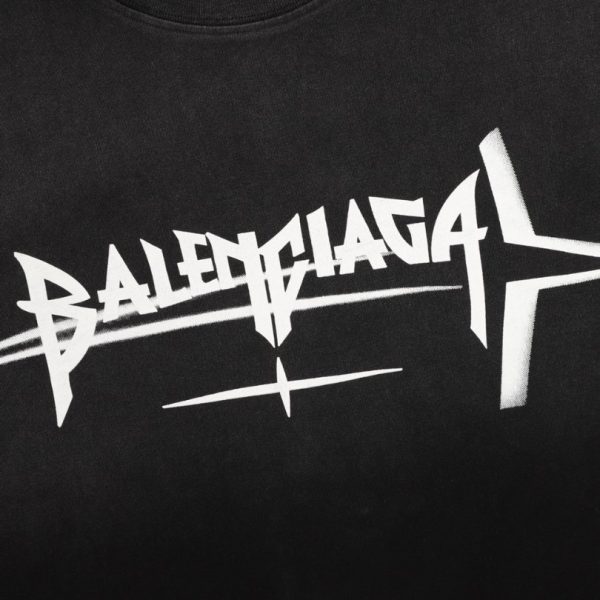 T-shirt Balenciaga Logo Graphic Black BL055 - Image 3