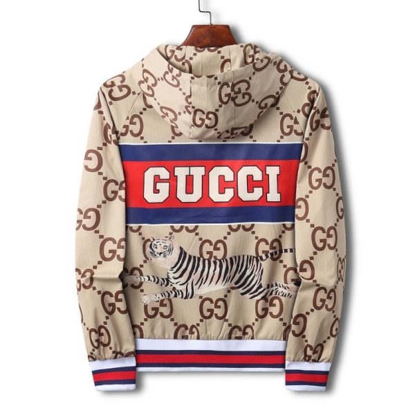 Hoodie Gucci GG Stripe Beige Tiger GC024 - Image 2
