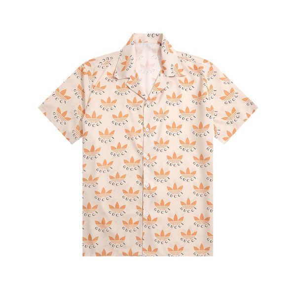 Set Gucci x Adidas Trefoil Beige Shirt and Shorts GC030 - Image 2