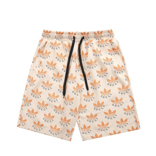 Set Gucci x Adidas Trefoil Beige Shirt and Shorts GC030 - Image 3