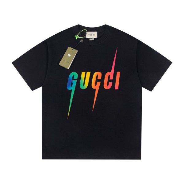 d105076_22084-1.jpg T-shirt Gucci Rainbow Logo Black GC035 - Image 1