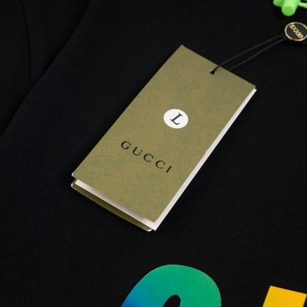 T-shirt Gucci Rainbow Logo Black GC035 - Image 5