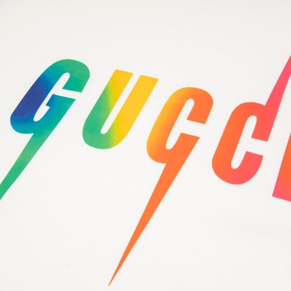 T-shirt Gucci Rainbow Logo White GC036 - Image 3