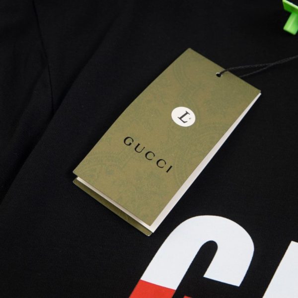 T-shirt Gucci Red Gradient Logo Black GC039 - Image 6