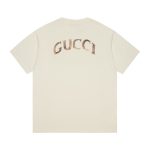T-shirt Gucci Distressed Logo Beige GC047 - Image 2