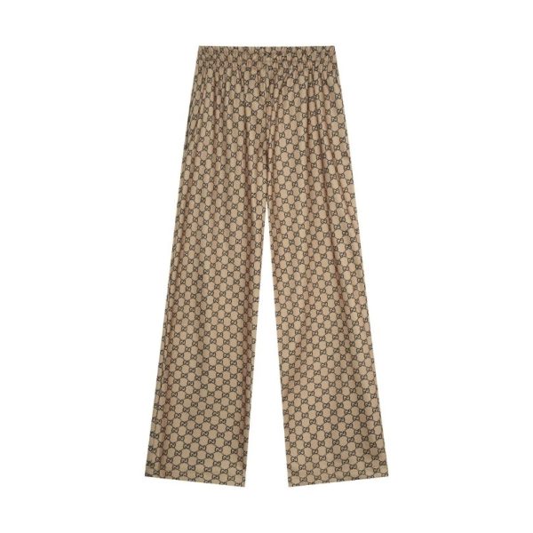 Pants Gucci Monogram Wide-Leg Beige GC053 - Image 3