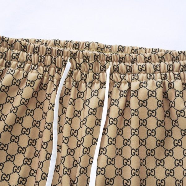 Pants Gucci Monogram Wide-Leg Beige GC053 - Image 4