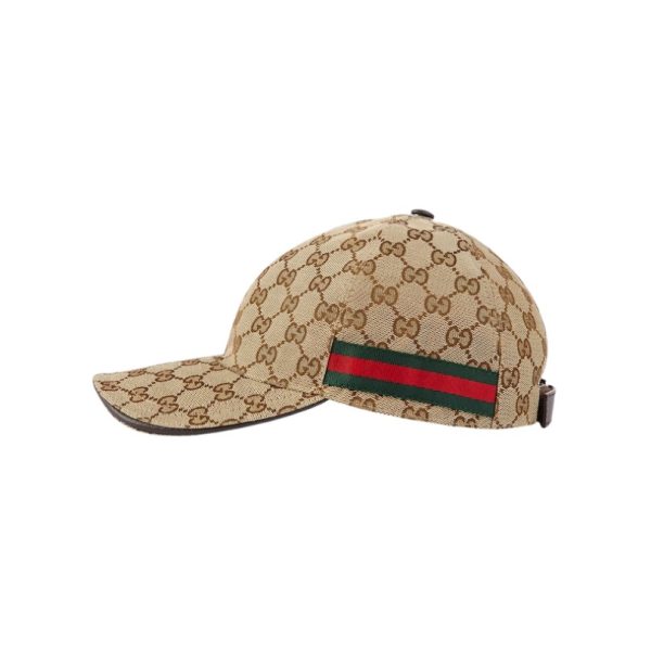 Cap Gucci canvas baseball hat with Web Beige GC060 - Image 2