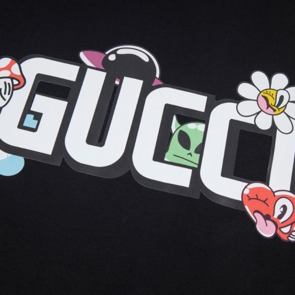 Gucci Graphic T-shirt with Cartoon Black Logo GC062 - Image 4