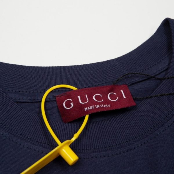 Gucci T-shirt GG Logo Print Navy GC064 - Image 6