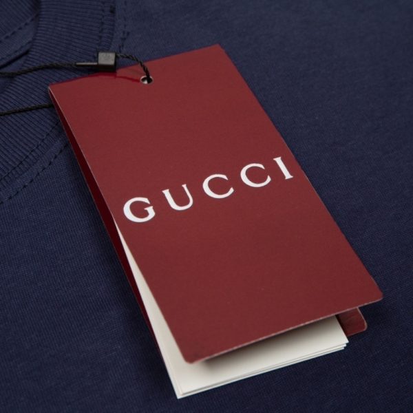 Gucci T-shirt GG Logo Print Navy GC064 - Image 7
