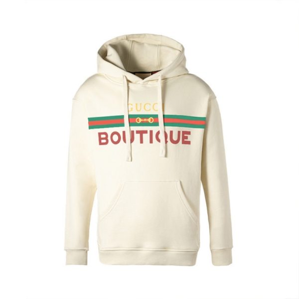d105550_6448-1.jpg Hoodie Gucci Boutique Logo White GC077 - Image 1