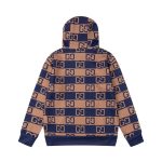 Hoodie Gucci Monogram Brown Blue GC080 - Image 2