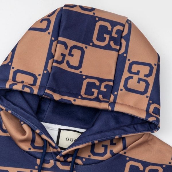 Hoodie Gucci Monogram Brown Blue GC080 - Image 3