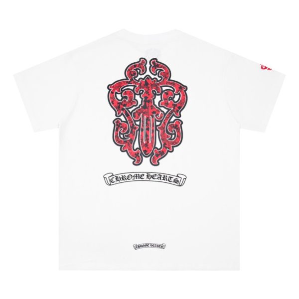 T-shirt Chrome Hearts Red Cross Crest White CH003 - Image 2