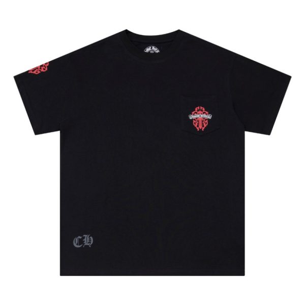 d105928_21104-1.jpg T-shirt Chrome Hearts Red Cross Crest Black CH004 - Image 1