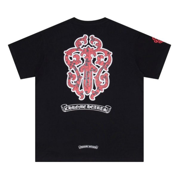 T-shirt Chrome Hearts Red Cross Crest Black CH004 - Image 2