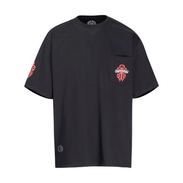 T-shirt Chrome Hearts Red Cross Crest Black CH004 - Image 3