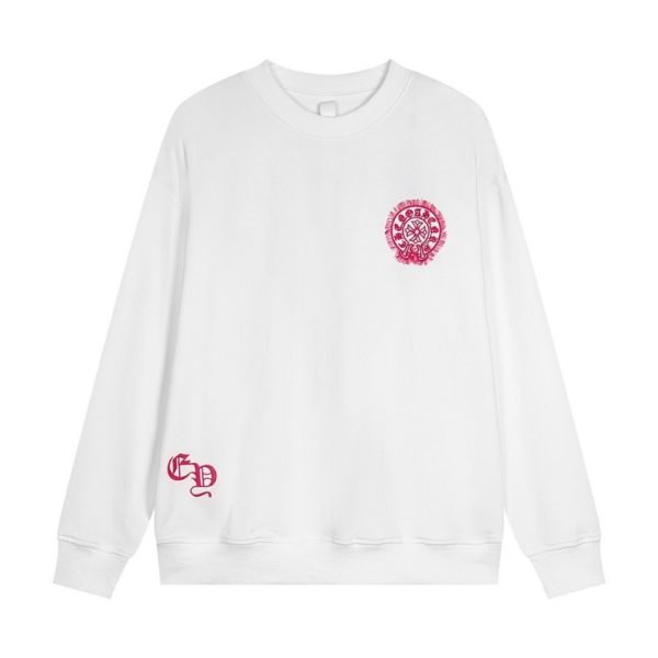 d105972_18715-1.jpg Sweatshirt Chrome Hearts Pink Horseshoe White CH005 - Image 1