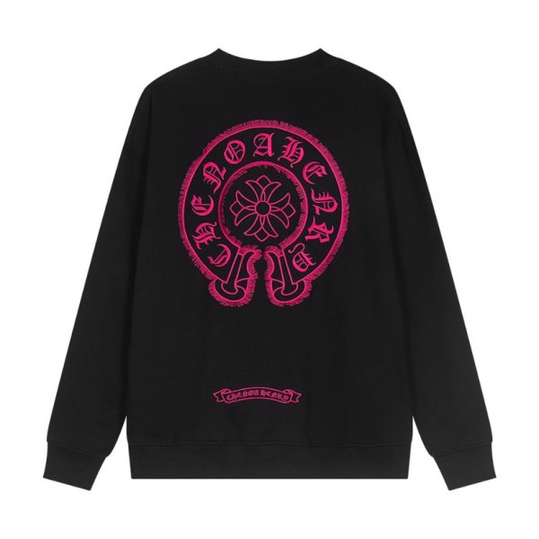 Sweatshirt Chrome Hearts Pink Horseshoe Black CH006 - Image 2