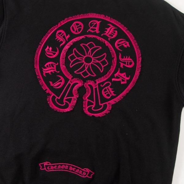 Sweatshirt Chrome Hearts Pink Horseshoe Black CH006 - Image 6