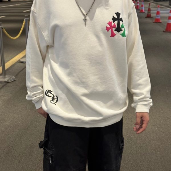 Sweatshirt Chrome Hearts Multicolor Crosses White CH007 - Image 9