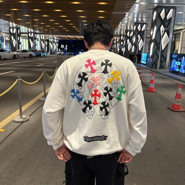 Sweatshirt Chrome Hearts Multicolor Crosses White CH007 - Image 10