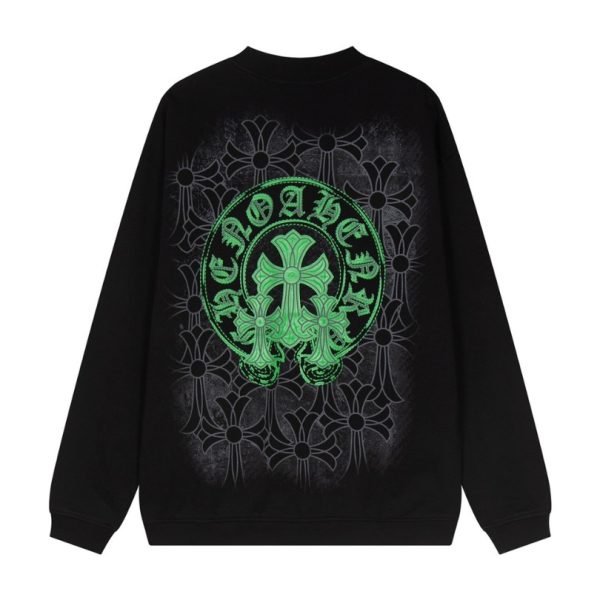 Sweatshirt Chrome Hearts Neon Green Crosses Black CH009 - Image 2