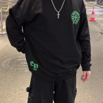 Sweatshirt Chrome Hearts Neon Green Crosses Black CH009 - Image 9