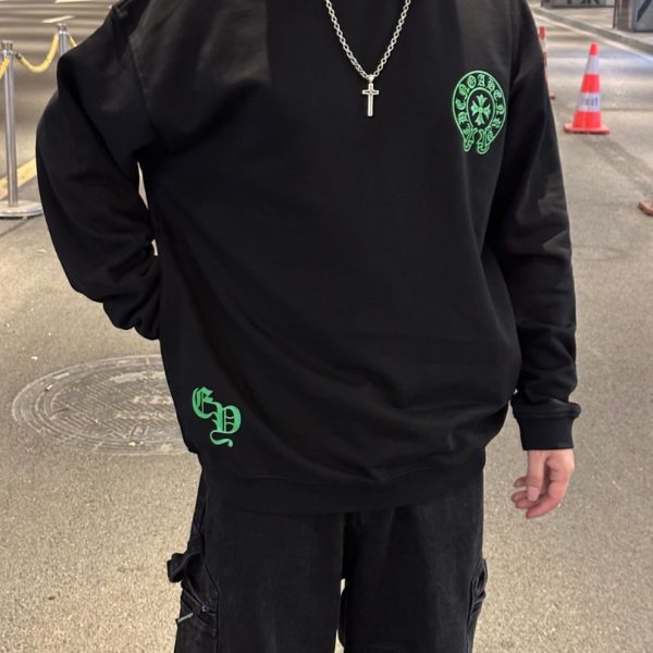 Sweatshirt Chrome Hearts Neon Green Crosses Black CH009 - Image 9
