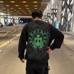 Sweatshirt Chrome Hearts Neon Green Crosses Black CH009 - Image 11