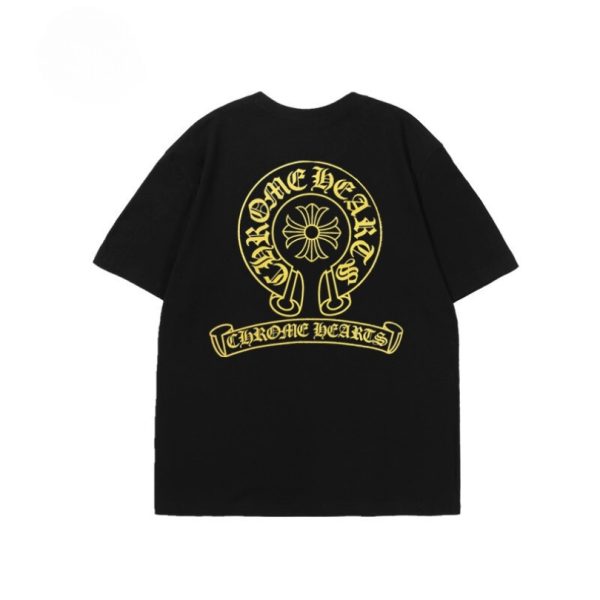 T-shirt Chrome Hearts Yellow Horseshoe Black Logo CH017 - Image 2
