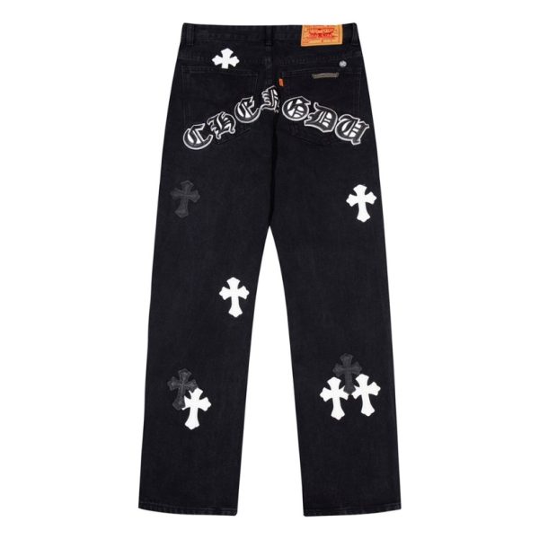 Jeans Chrome Hearts Black White Cross Patch CH025 - Image 2