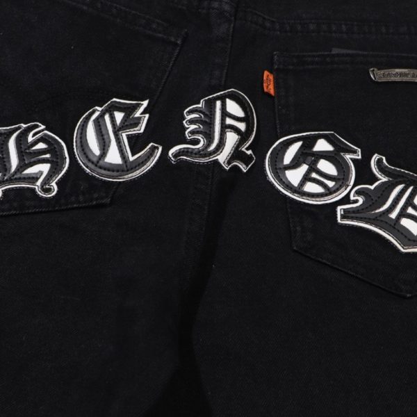 Jeans Chrome Hearts Black White Cross Patch CH025 - Image 4