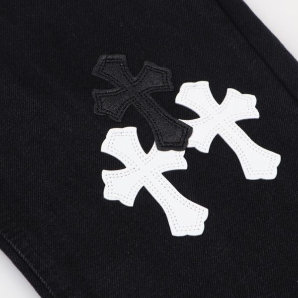 Jeans Chrome Hearts Black White Cross Patch CH025 - Image 6